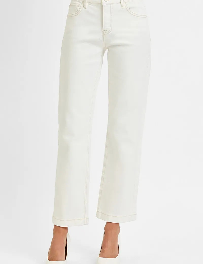 RISEN Full Size Tummy Control Mid Rise Ankle Straight Jeans Plus Size | Daverri Fashions