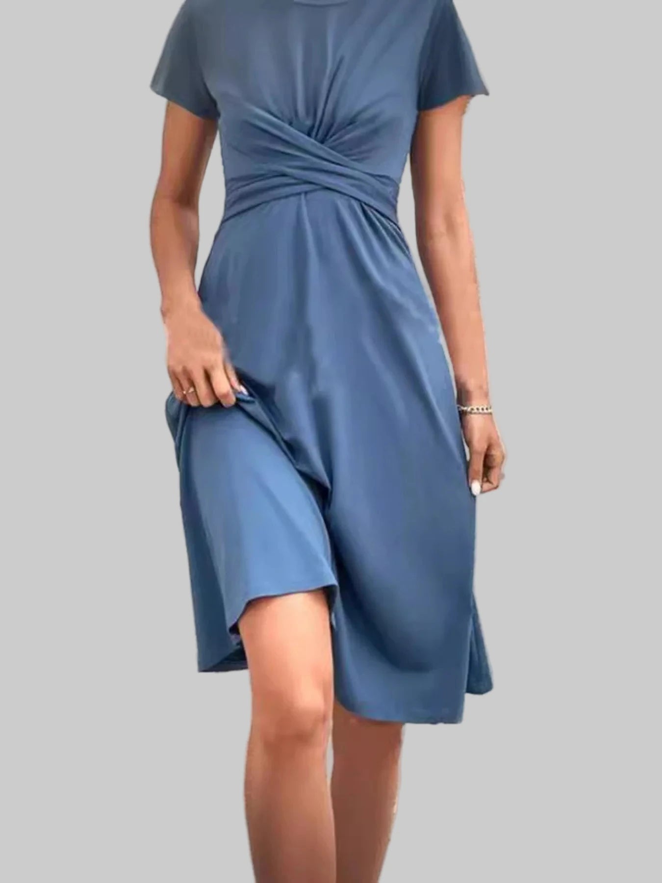 Surplice Sleeveless Wrap Dress | Knee Length Dresses Daverri Fashions