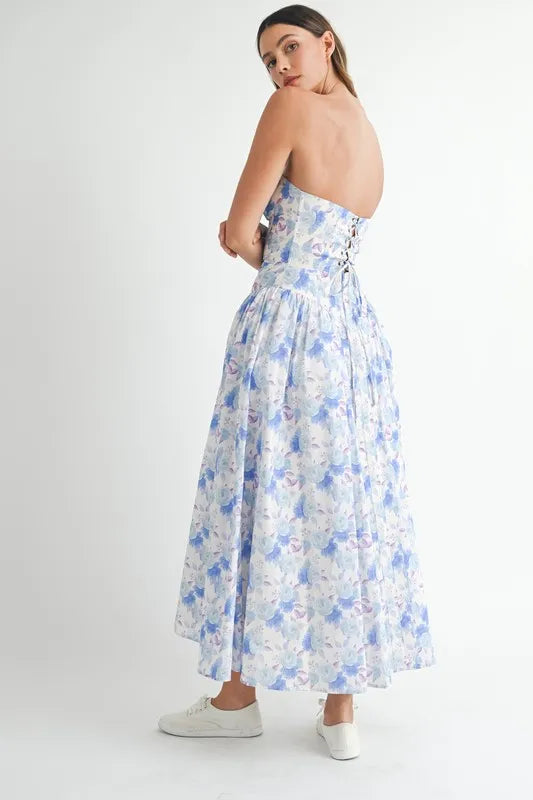 MABLE Sweetheart Neckline Floral Printed Midi Dress Midi Dreses