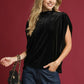 Umgee Velvet Mock Neck Sleeveless Blouse Black Blouses