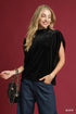 Umgee Velvet Mock Neck Sleeveless Blouse Black Blouses