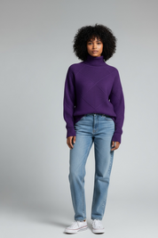 Loose Fit Turtleneck Knit Sweater