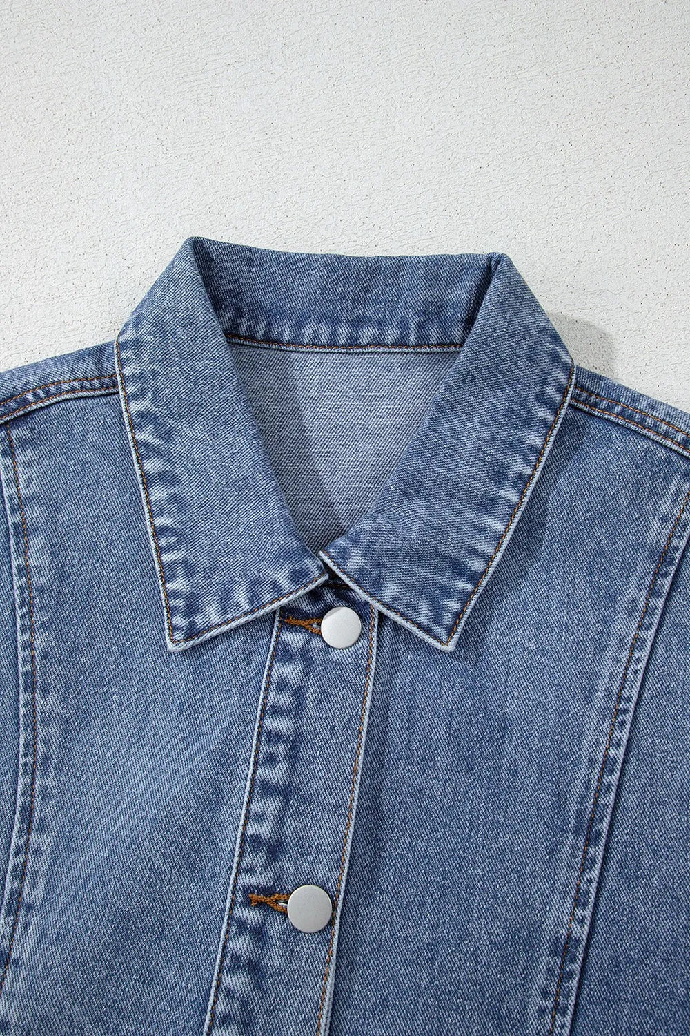 Button Up Cap Sleeve Denim Jacket | Denim Jacket Daverri Fashions