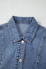 Button Up Cap Sleeve Denim Jacket | Denim Jacket Daverri Fashions