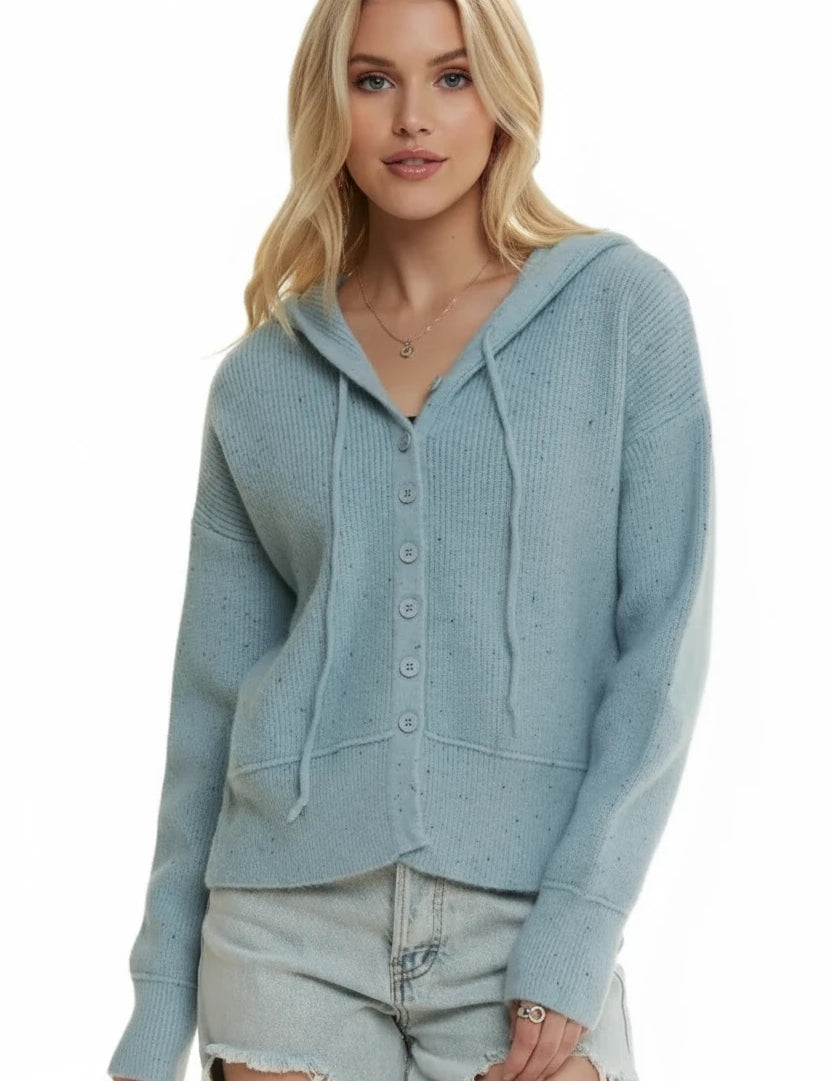 ADORA Hoodie Relaxed Fit Ribbed Cuffs Sweater Cardigan | Cardigans Daverri Fashions