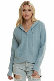 ADORA Hoodie Relaxed Fit Ribbed Cuffs Sweater Cardigan | Cardigans Daverri Fashions
