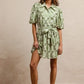 BiBi Tied Floral Short Sleeve Mini Shirt Dress - DAVERRI FASHIONS