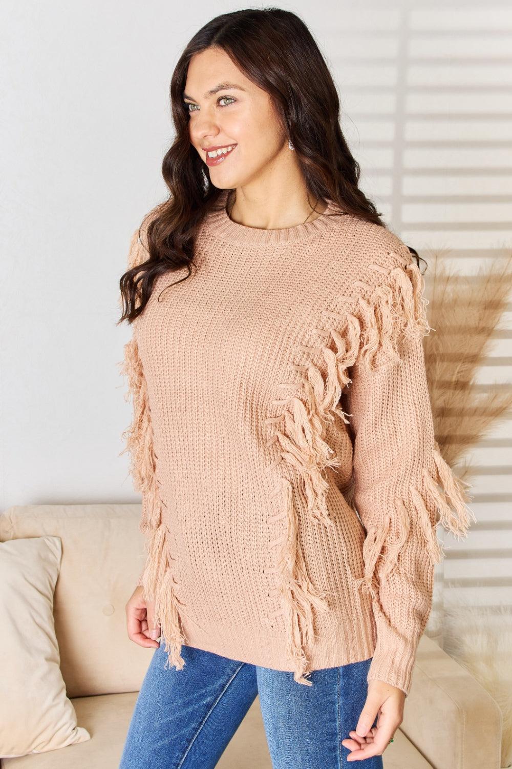 And The Why Tassel Detail Long Sleeve Sweater | Sweaters Daverri Fashions