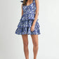 MABLE Floral Print Shoulder Tie Layered Mini Dress