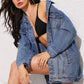 Long Sleeve Denim Jacket - DAVERRI FASHIONS