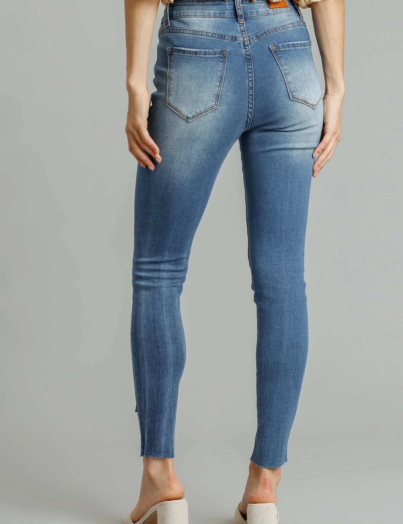 Umgee Distressed Skinny Jeans with Edge Detail | Jeans Daverri Fashions