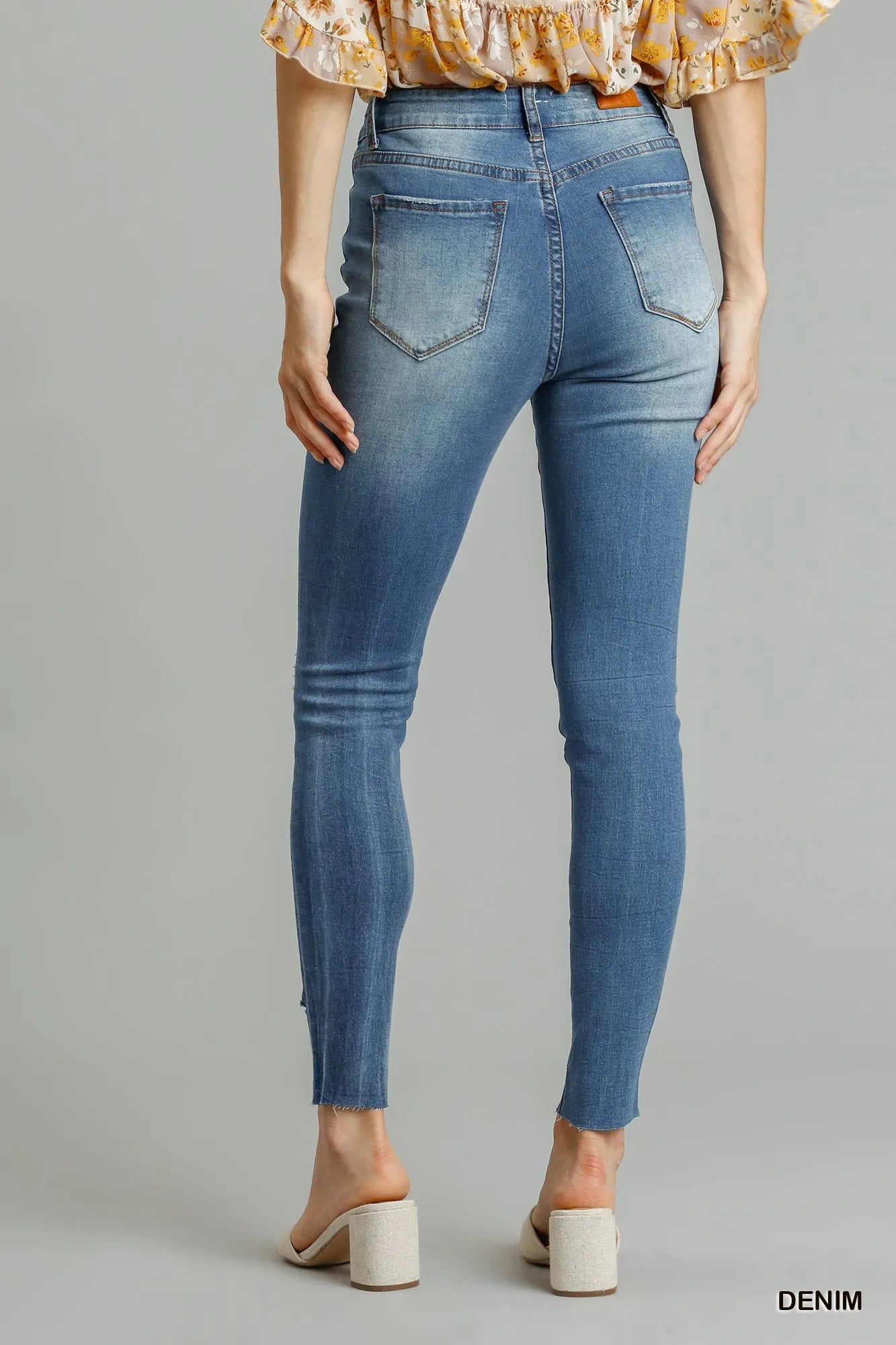 Umgee Distressed Skinny Jeans with Edge Detail Jeans