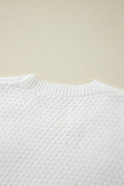 Crochet Flower Round Neck Long Sleeve Sweater | Sweaters Daverri Fashions
