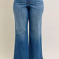 Judy Blue Full Size High Waist Tummy Control Chew Hem Destroy Wide Jeans Plus Size - DAVERRI FASHIONS