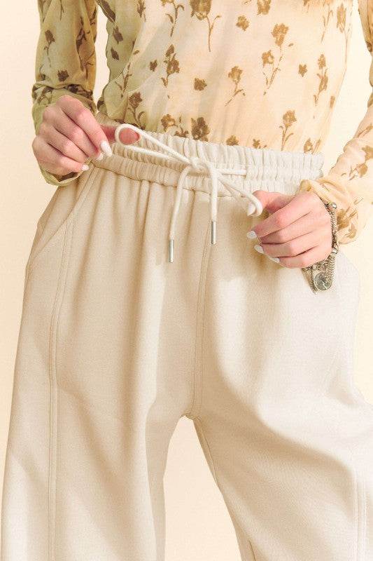 Davi & Dani Drawstring Wide Leg Sweatpants Bottoms