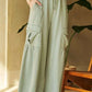 Light green Davi & Dani wide-leg cargo pants with drawstring ruched elastic waistband and tiered hem