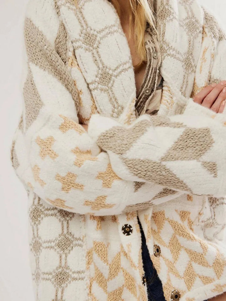 Collared Neck Long Sleeve Cardigan | Cardigans Daverri Fashions