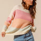 SO ME Multi Color Block Long Sleeve Sweater - DAVERRI FASHIONS