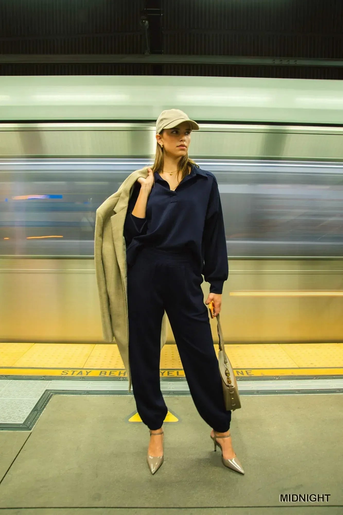 Umgee Drawstring Jogger Pants with Front Seam Detail Midnight - DAVERRI FASHIONS