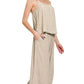Zenana Ash Mocha Woven Acid Crinkle Washed Cami & Pants 2 Piece Set Outfit Sets