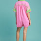 Umgee Contrast Trim Button Front Romper Rompers
