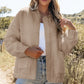 Womens baseball collar beige floral quilted bomber jacket