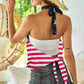 BiBi Stripe Jersey with Star Halter Neck with Tie Back Tops