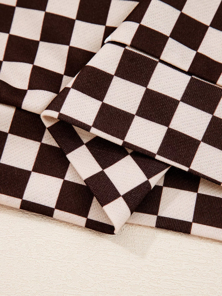 Checkered Drawstring Hoodie and Pants Set | Loungewear Sets Daverri Fashions