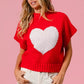 Red BiBi Rib Banded Heart Pattern Valentines Sweater