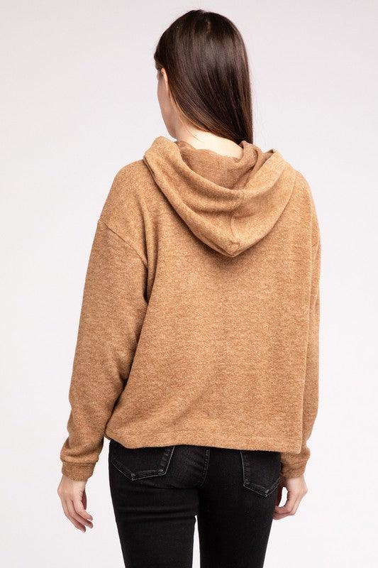 Hooded Brushed Melange Hacci Sweater Sweaters