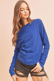 Aemi + Co One Shoulder Long Sleeve Knit Top | Tops Daverri Fashions