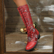 Lace Up Block Heels Boots | Boots Daverri Fashions
