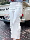 Daverri Fashions white wide-leg pants with bow-accented side ties