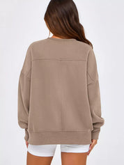 Slit Round Neck Dropped Shoulder Sweatshirt | Sweatshirts Daverri Fashions