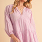 Aemi + Co Notched Balloon Sleeve Tiered Mini Dress Mini Dresses