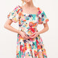 And The Why Square Neck Puff Sleeve Floral Dress Knee Length Dresses