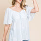 Lime 'N' Chili Thin Striped with Tie Front Babydoll Top