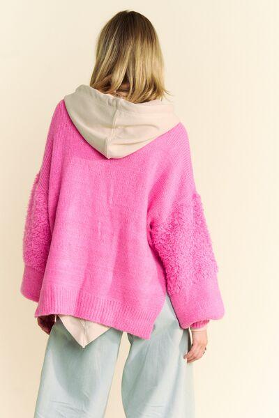 Davi & Dani Side Slit Open Front Long Sleeve Cardigan Cardigans