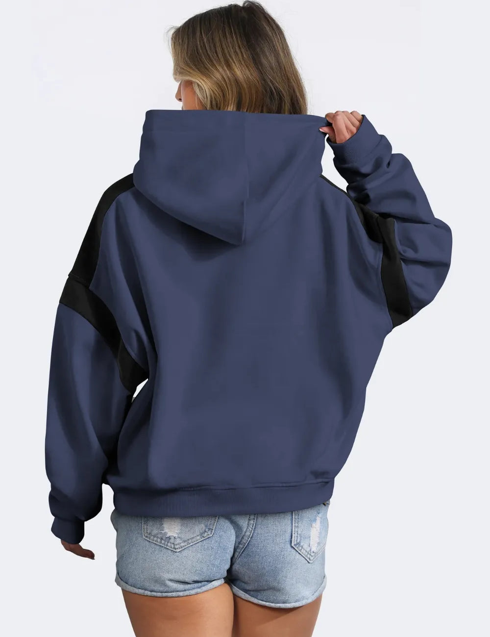 Contrast Dropped Shoulder Long Sleeve Hoodie | Sweatshirts Daverri Fashions