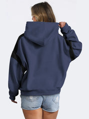Contrast Dropped Shoulder Long Sleeve Hoodie | Sweatshirts Daverri Fashions