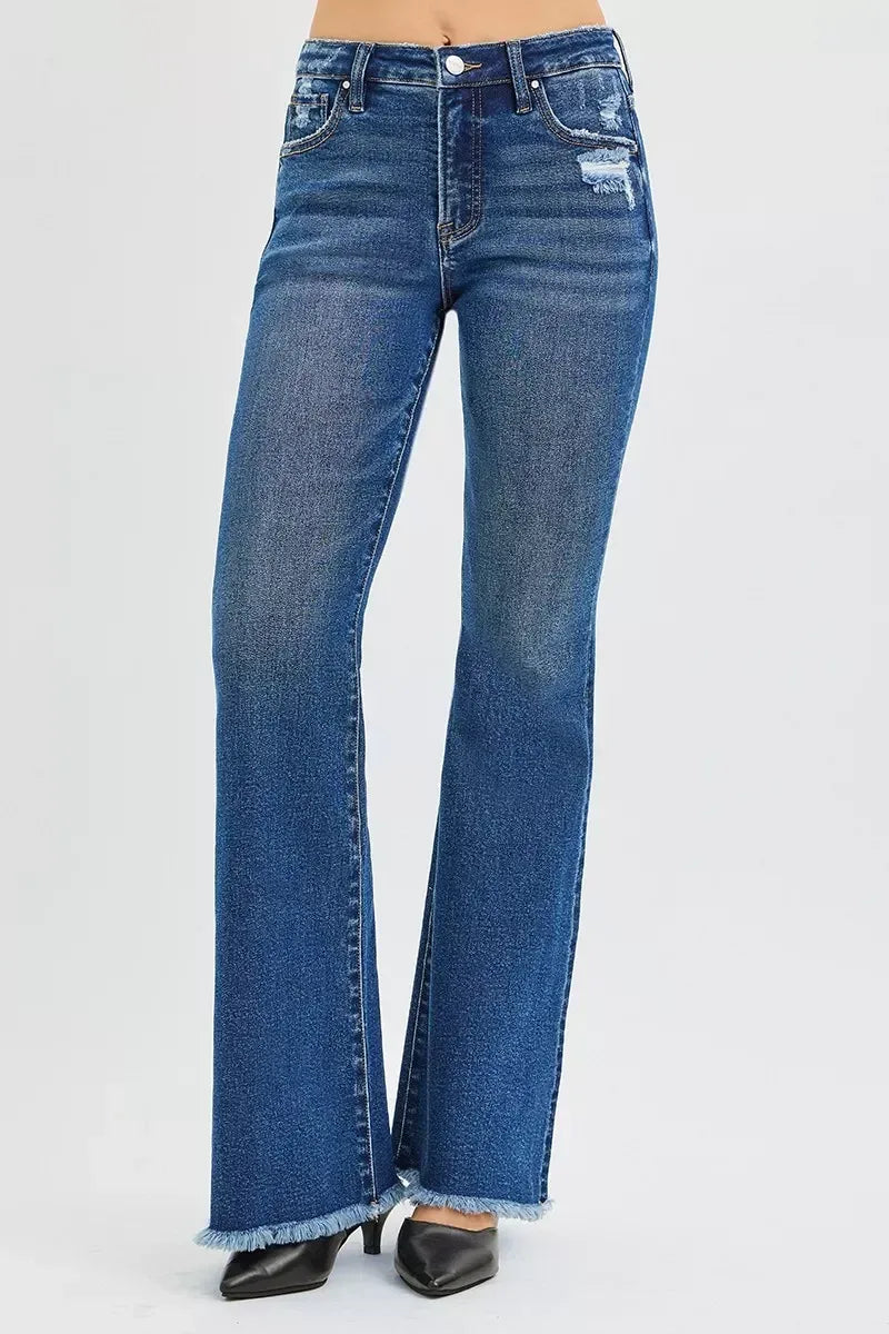 RISEN High Rise Flare Jeans - DAVERRI FASHIONS