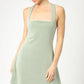 Umgee Crisscross Square Neck Active Dress Sage Mini Dresses