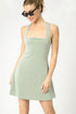 Umgee Crisscross Square Neck Active Dress Sage Mini Dresses