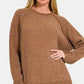 Zenana Side Slit Raglan Sleeve Sweater - DAVERRI FASHIONS