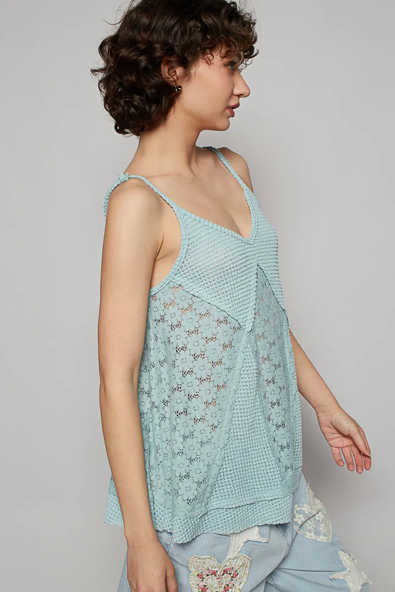 POL Lace V-Neck Cami Cami Tops