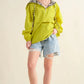 Leopard Print Hoodie Zipper Up Pocket Windbreaker LIME Outerwear