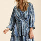 Umgee Tie Dye Ruffled Layered Dress with Elastic Waistband BLUE GREY Mini Dresses