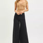 Black RISEN tummy control high-rise palazzo jeans with frayed hem