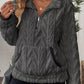 Gray textured fleece half-zip sweater from Daverri Fashions plus size