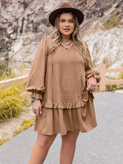 Plus Size Dot Flounce Sleeve Mini Dress | Mini Dresses Daverri Fashions